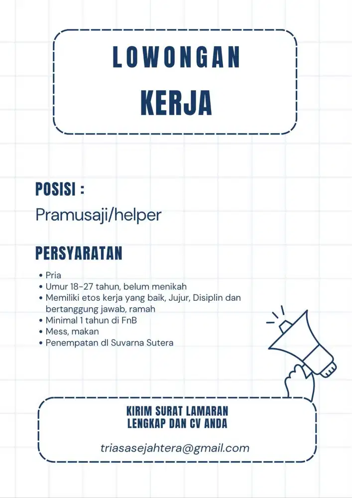 Loker Pramusaji dan Helper
