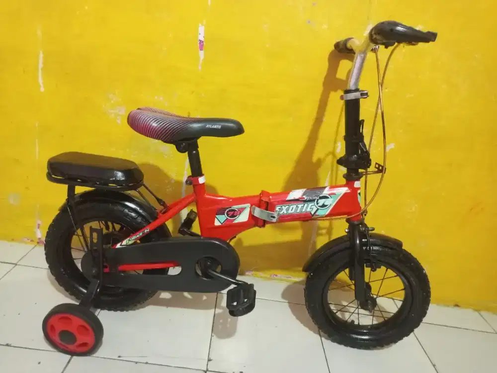 SEPEDA LIPAT ANAK UKURAN 12 PLUS RODA BANTU BONCENGAN KOKOH