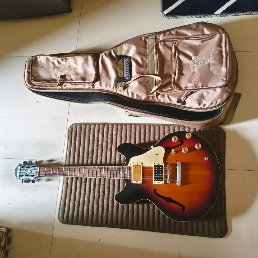 Gitar Tua + Gig Bag Tebal HOLLOW BODY CUSTOM Epiphone Elektrik Akustik