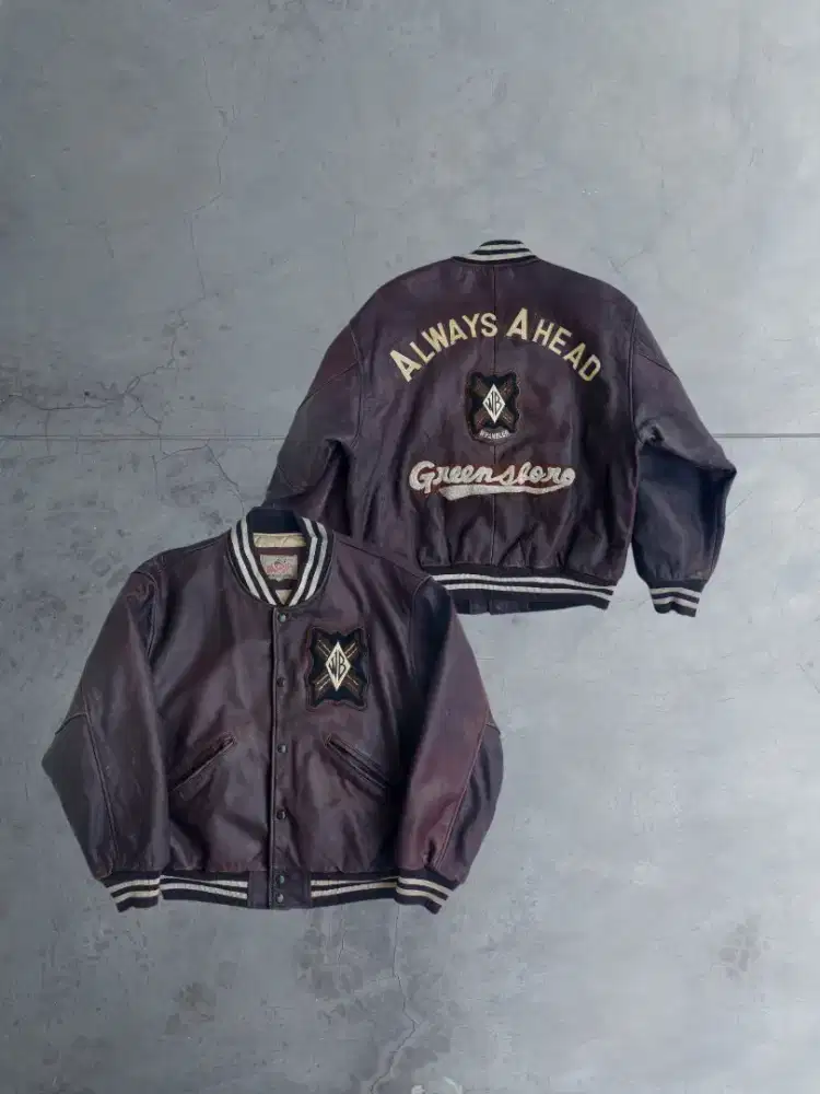 WRANGLER JAKET KULIT VARSITY VINTAGE LEATHER JACKET