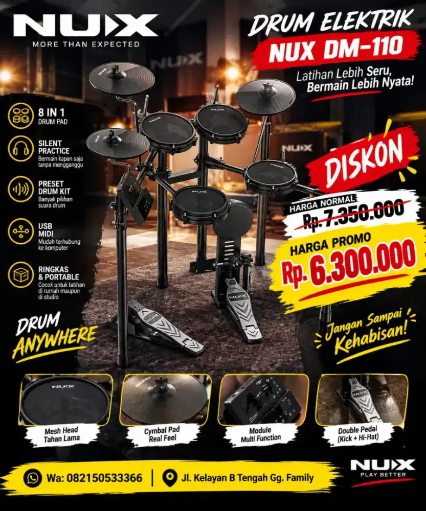 Drum elektrik nux 110 Ready Stock