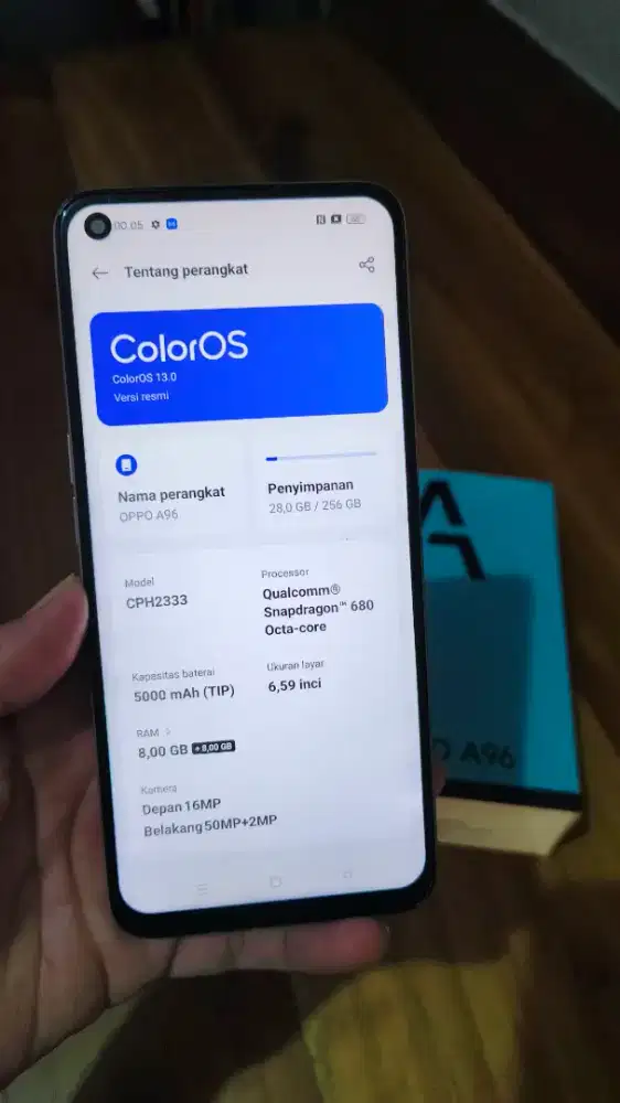 Oppo A96 ram 8+8/256