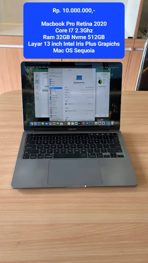 Macbook Pro Retina 2020 Core I7 Ram 32GB Nvme 512GB Prokomputer
