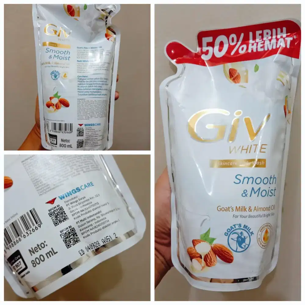 Giv White Body Wash Smooth and Moist 800ml