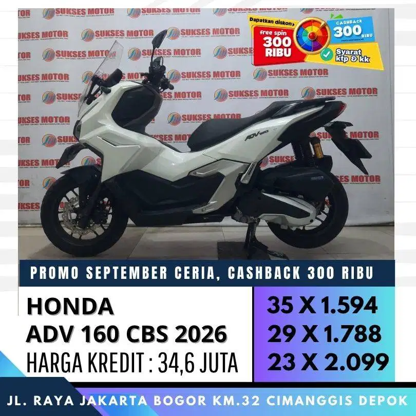 HONDA ADV 160 CBS 2026 MULUS KREDIT PROMO CASHBACK UP TO 600 RIBU