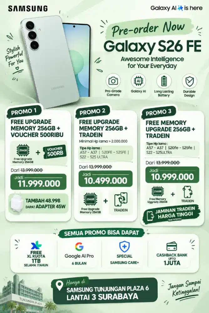 Samsung S26fe cashback 3.5juta TRADEIN