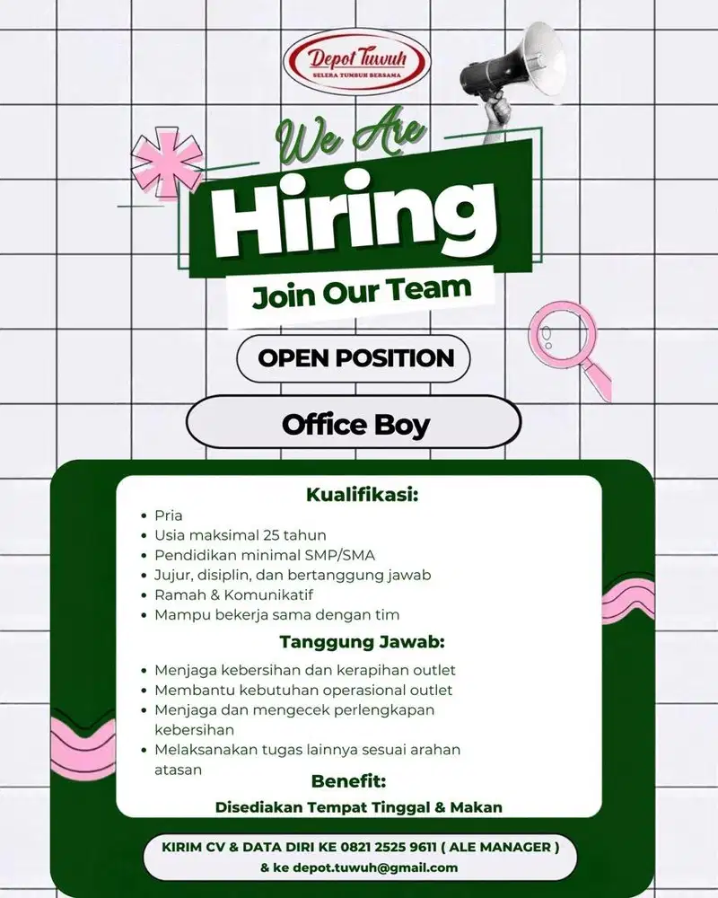 LOWONGAN KERJA OFFICE BOY RESTAURANT