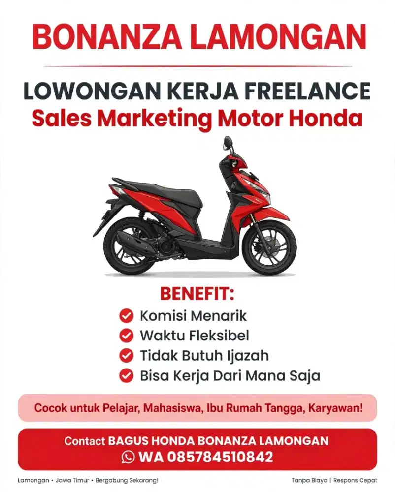 Lowongan kerja frealance marketing honda