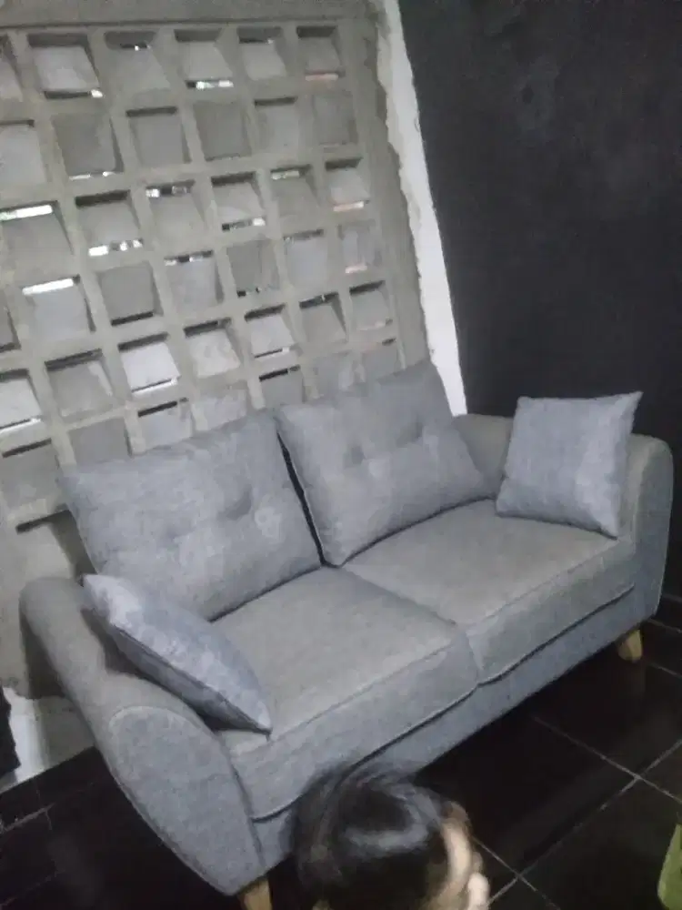 sofa two sitter grey premium
