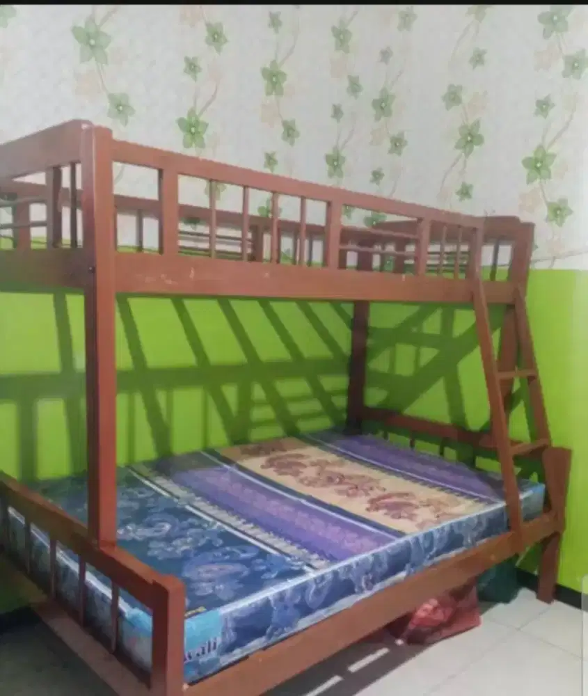 Dipan Susun Kayu, Ranjang Susun, Tempat Tidur Tingkat, Bunk Bed Kayu