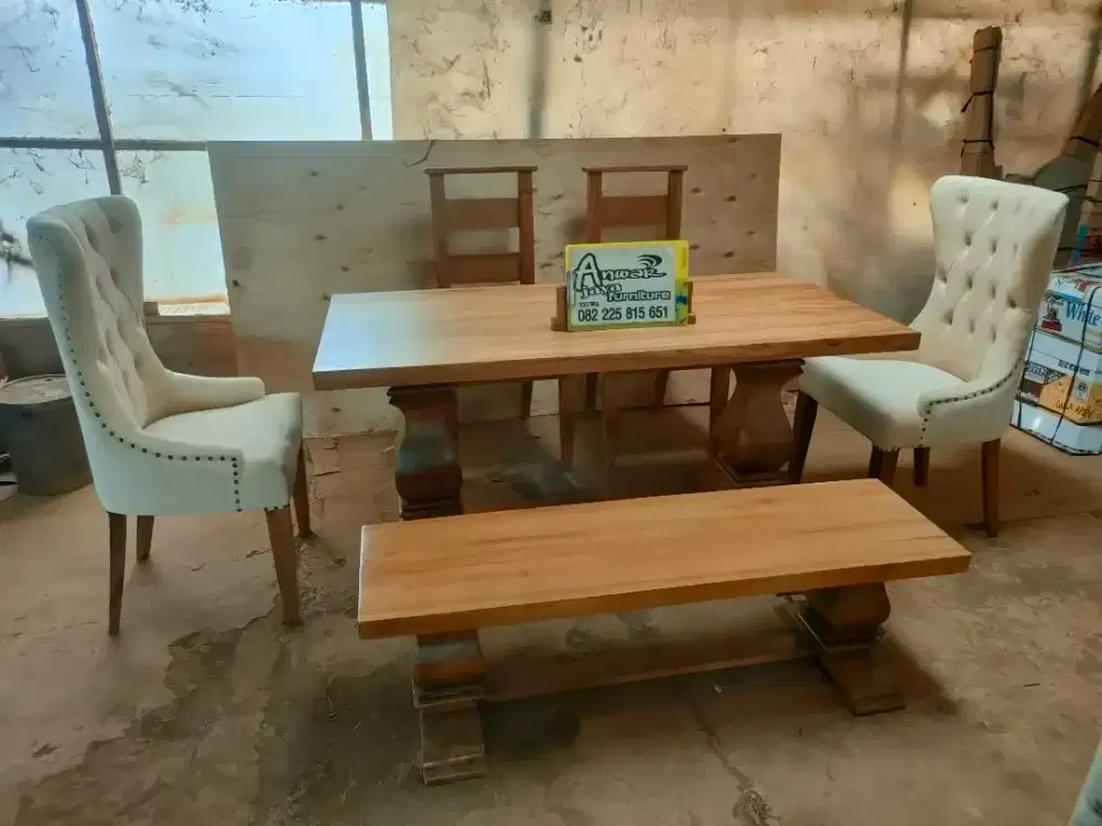 Meja makan minimalis terbaru full kayu jati