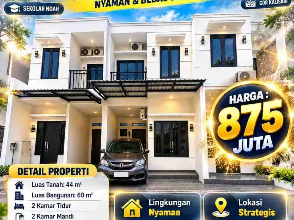 Rumah 2 Lantai 875 Jutaan di Mini Cluster Kalisari Pasar Rebo  – SHM PBG