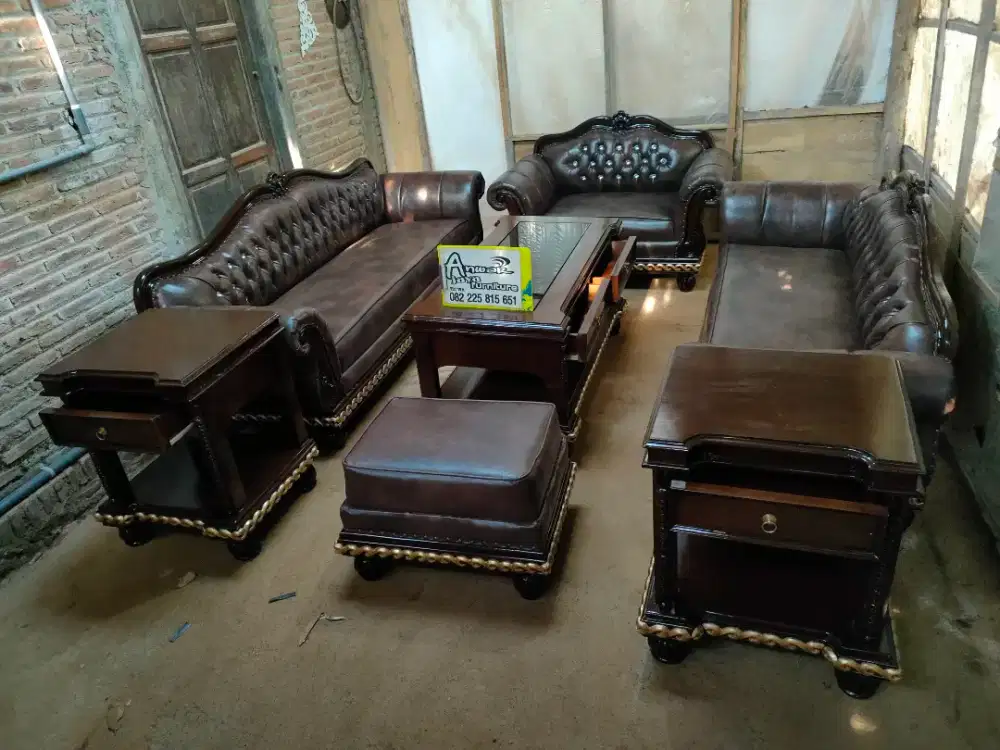 Kursi tamu sofa minimalis full kayu jati
