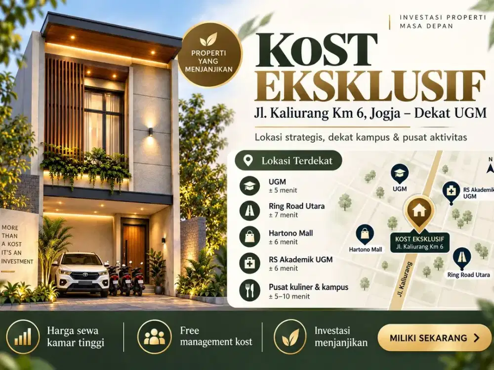 Dijual Hunian Kost Eksklusif Mewah Jogja 2 Lantai dekat Kampus UGM