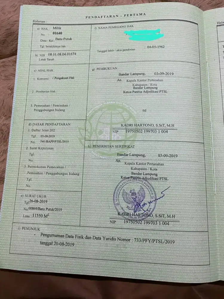 TANAH 130rb/M SHM LUAS 11.000 M2 LOKASI BATUPUTU