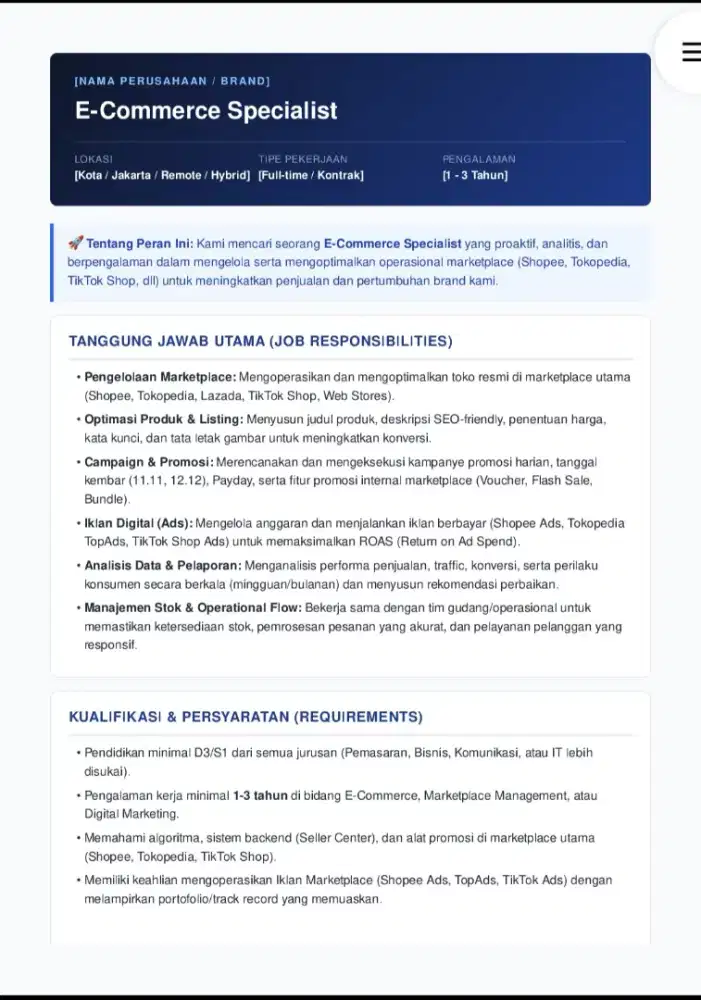 LOWKER SPECIALIS E-COMMERCE