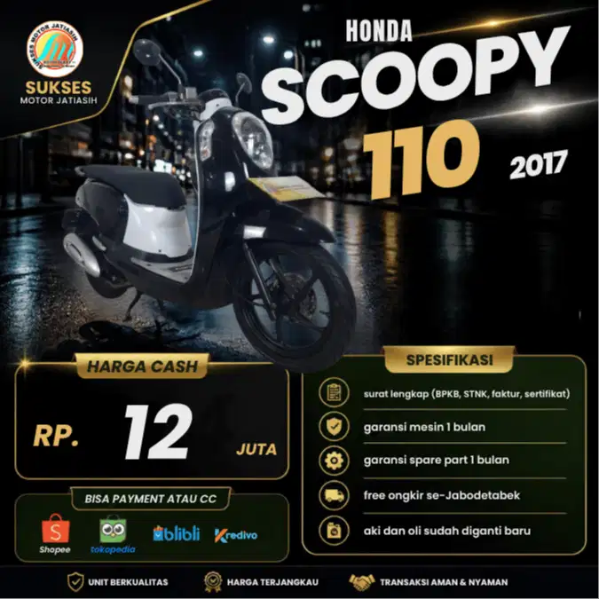 HONDA SCOOPY 2017 PROMO HARGA PLAT BEKASI KAB BISA PALAI PAYLATER