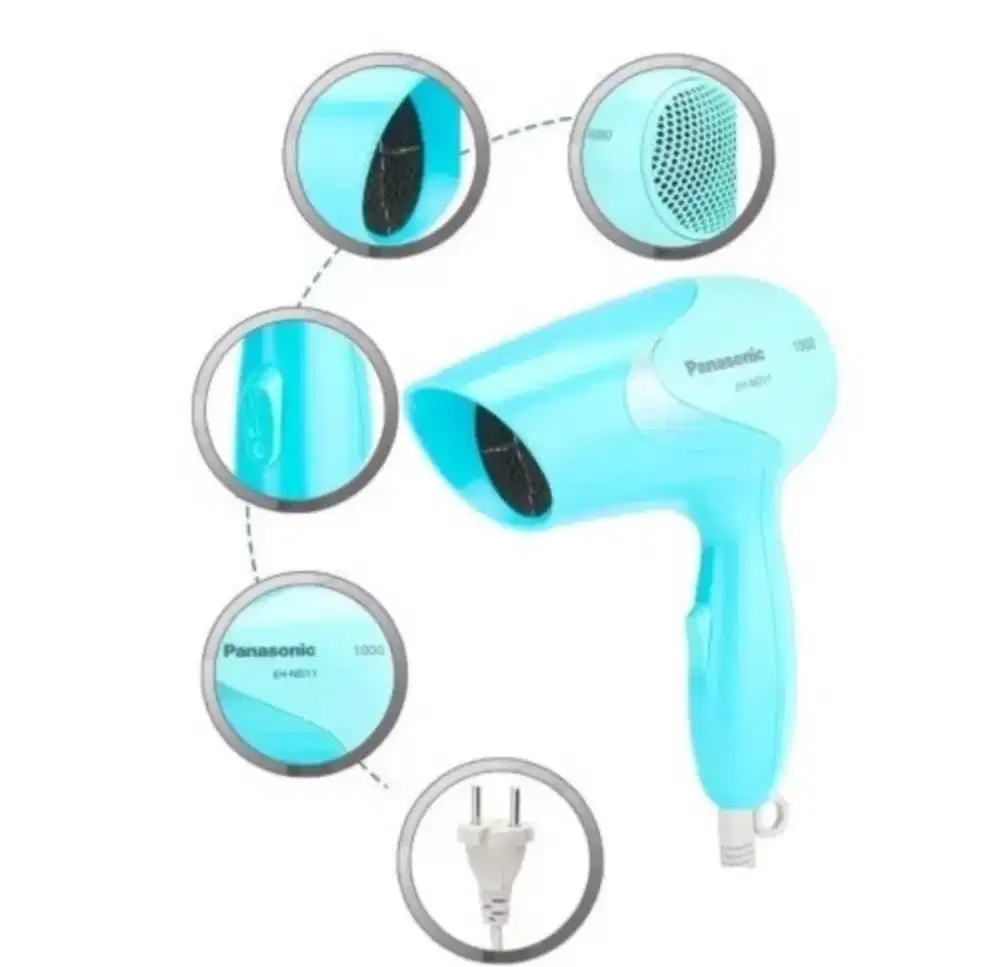 Panasonic Hair Dryer EHND 11 Pengering Rambut Mini Biru Blue Low Watt