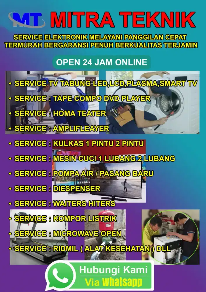 SERVICE TV LED, LCD, TEP DVD, MESIN CUCI, POMPA AIR DAN PASANG BARU