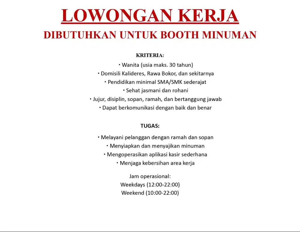 DICARIKAN KARYAWAN UNTUK BOOTH MINUMAN CITRA 8