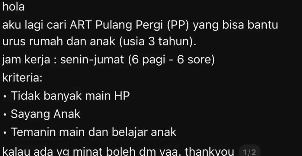 Dibutuhkan baby sister dan bersih bersih keperluan anak