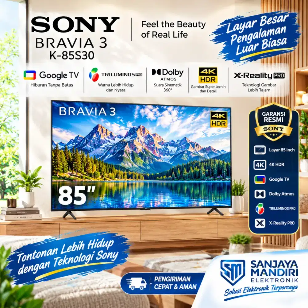 SONY BRAVIA 3 4K UHD 85 Google TV K85S30 Triluminos Pro X-Reality Pro