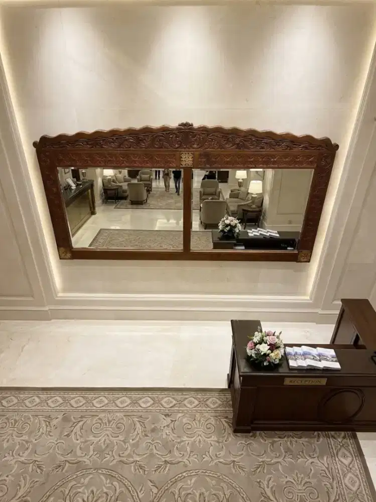 Mewah Cermin Dinding Kayu Jati
