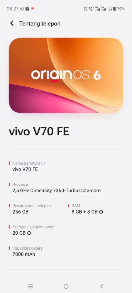 Jual HP vivo v70 FE 5G