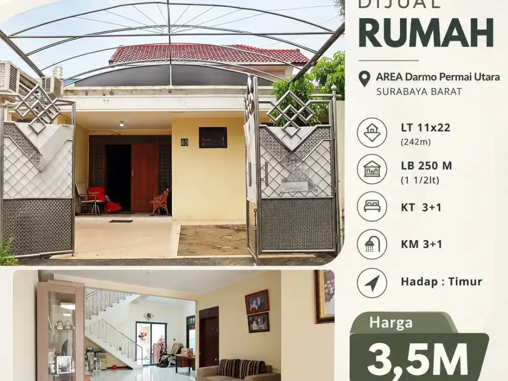 Dijual Rumah Darmo Permai Utara