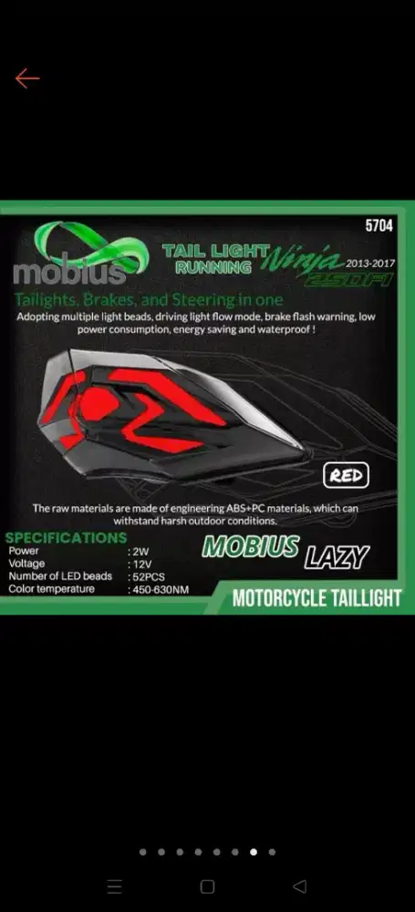Lampu stop sein ninja 250 fi old 2012 2017