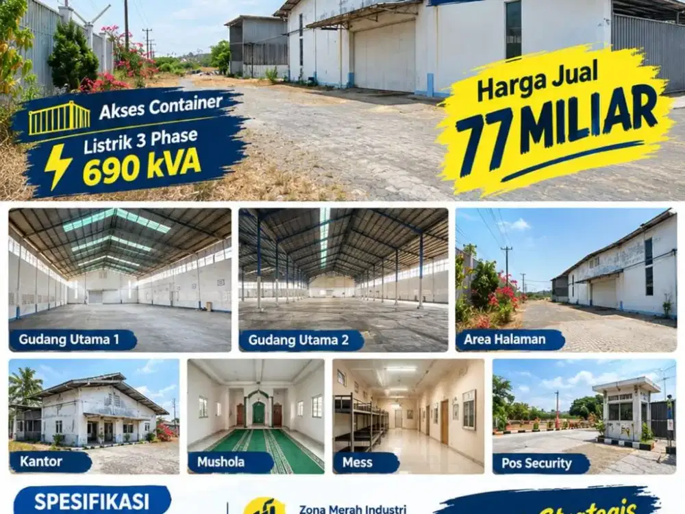 Dijual Ex Pabrik Garment Zona Industri Lokasi Strategis Sukoharjo Luas 1,9 Ha