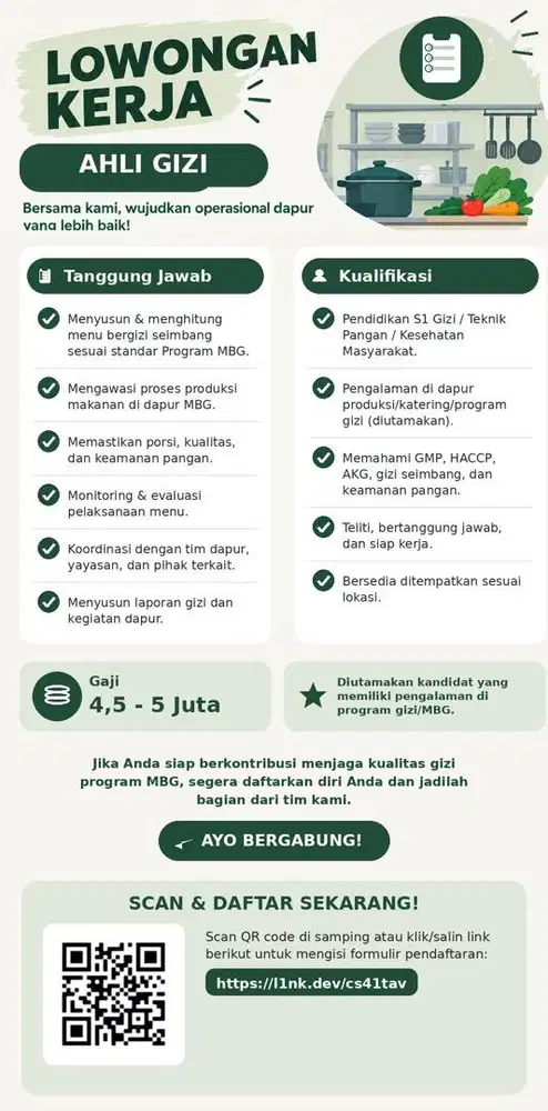 Ahli Gizi Dapur Makan Gizi Gratis