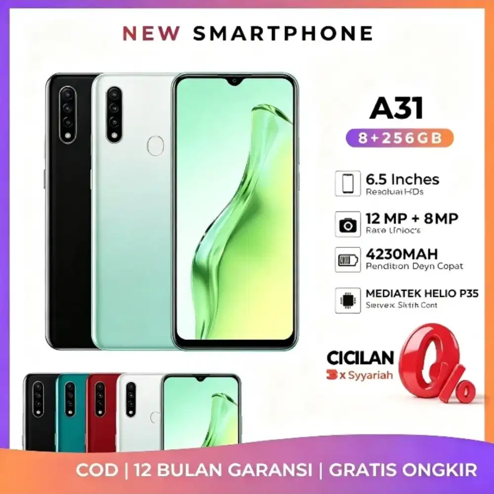 Smartphone Oppo A31 RAM 8/256GB TRIPLE KAMERA |  A3S 6+128GB
