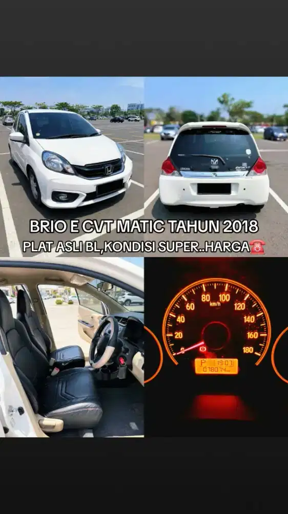 HONDA BRIO SATYA E CVT MATIC TAHUN 2018