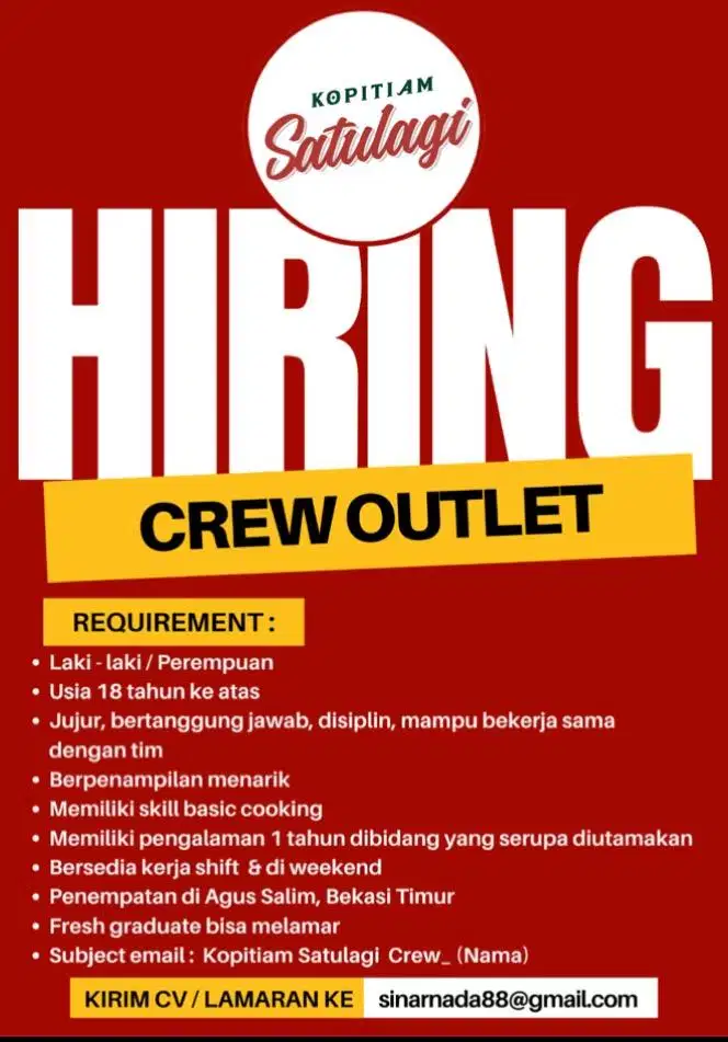 - Crew Outlet di Kopitiam Satulagi -