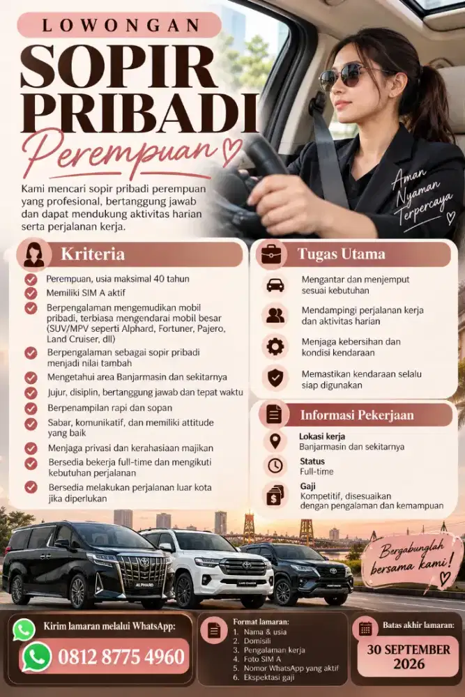 Dicari Driver Perempuan