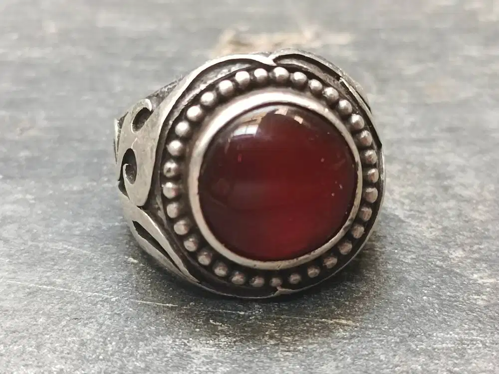 Cincin Perak 925 Custom Batu Red Baron Pacitan