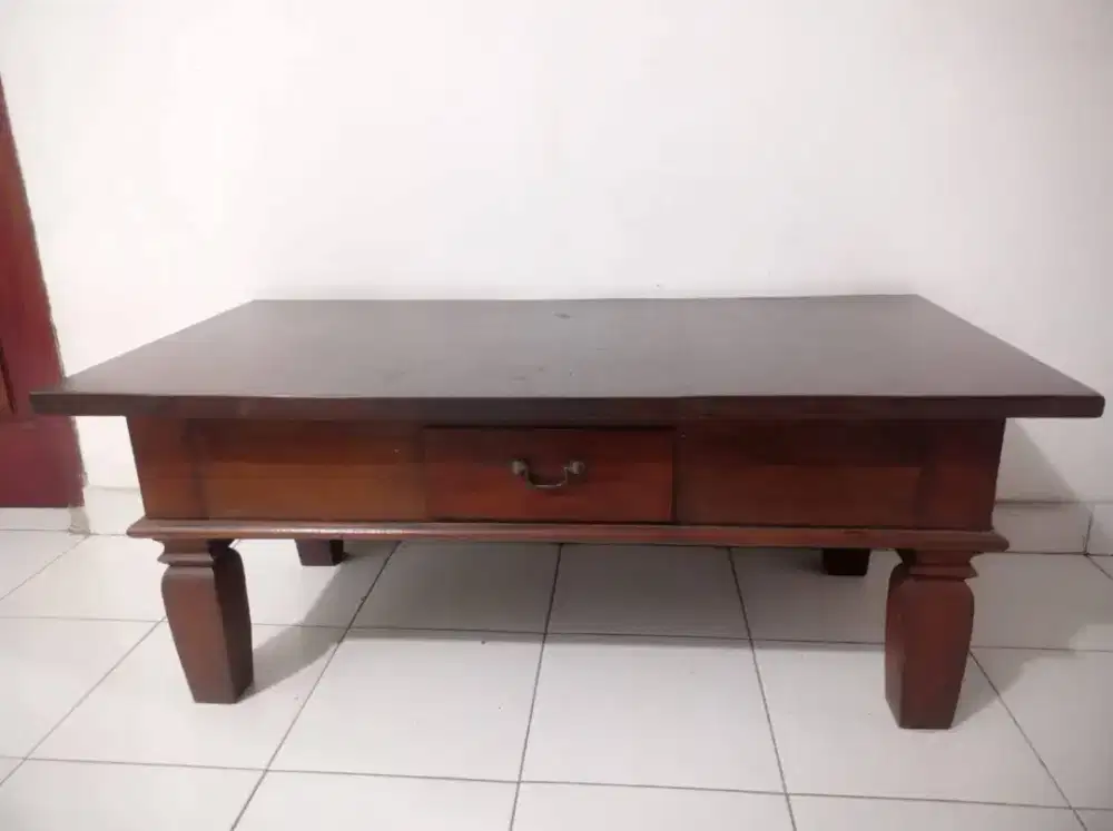 JUAL CEPAT MEJA PENDEK KAYU JATI ASLI, MEJA KOPI / LESEHAN / PAJANGAN