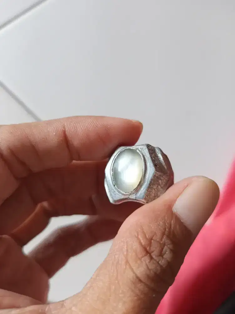 Batu Cincin Akik Permata Natural Moonstone Biduri Bulan Air Beras