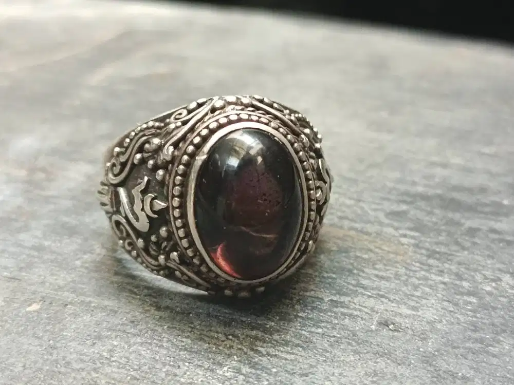 Cincin Perak Custom 925 Batu Kecubung Ungu Kalimantan
