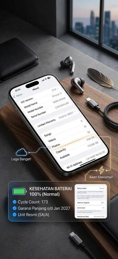 Iphone 17 256GB Resmi Original - Garansi Aktif s/d Jan27/BH 100% Mulus
