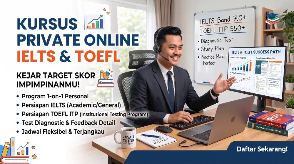 Jasa Les Private Bahasa Inggris Online (IELTS & TOEFL ITP)