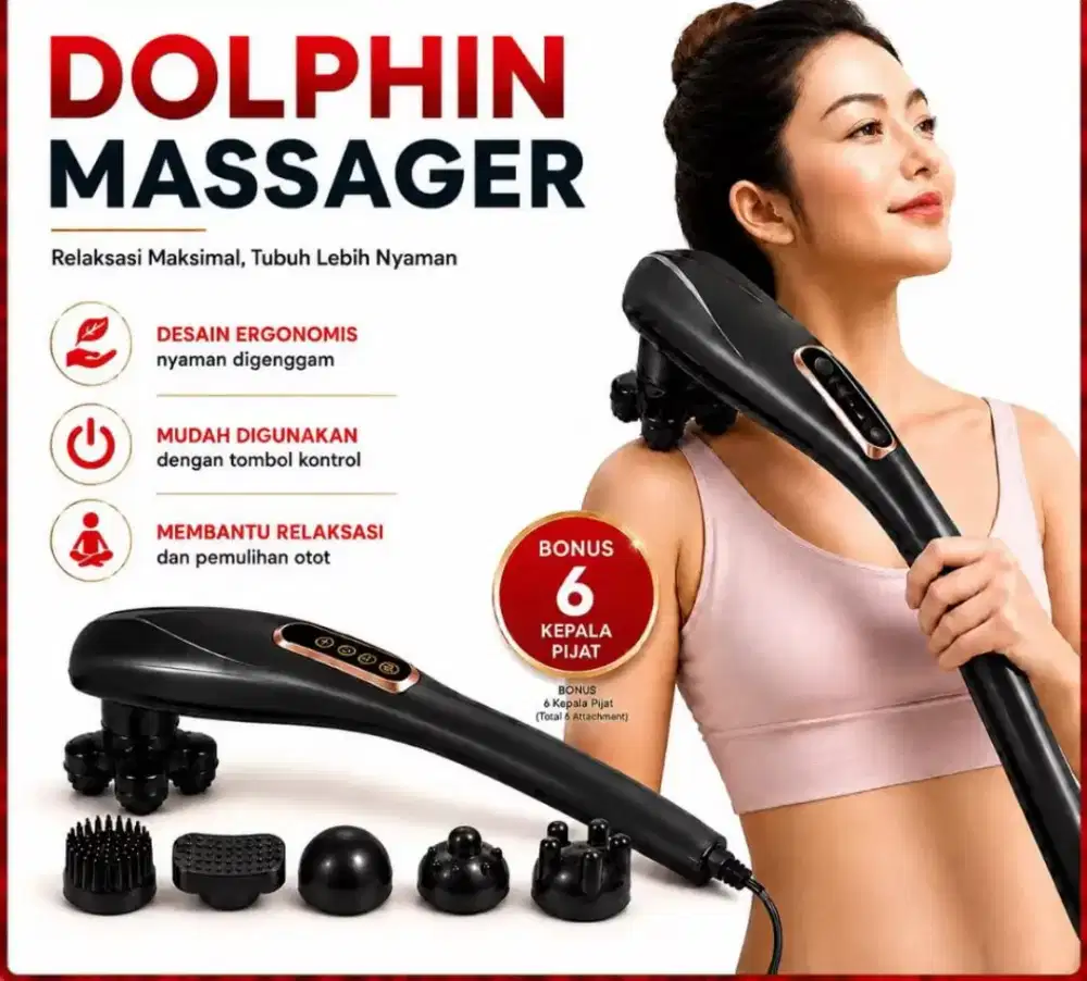 Alat Pijat Dolphin Elektrik 6 Kepala Multifungsi.