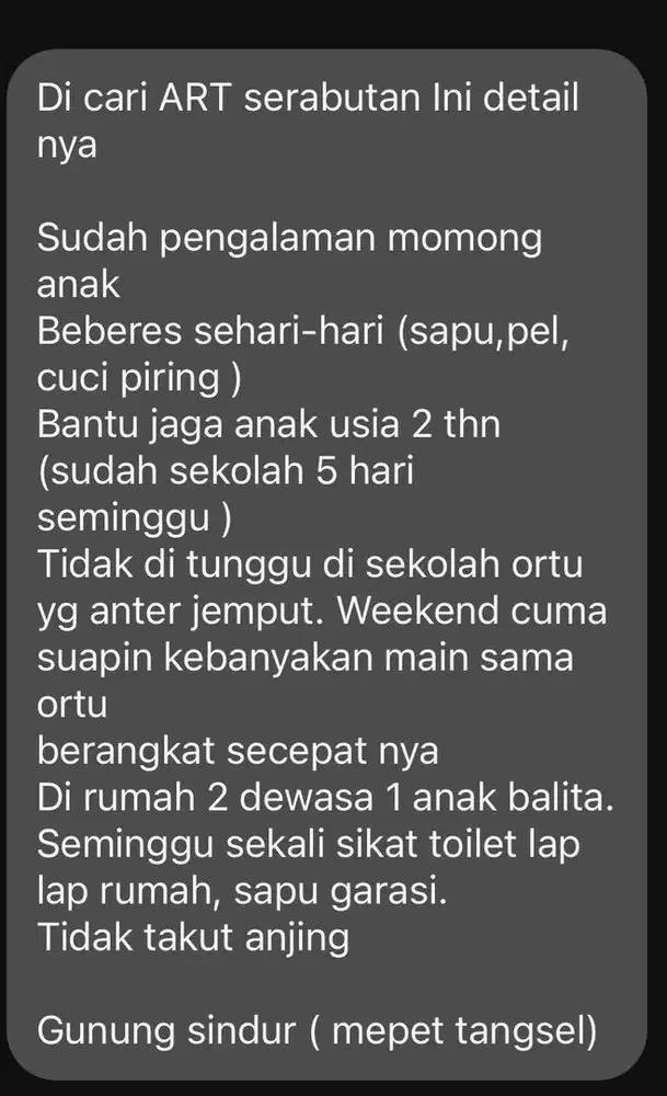 ART serabutan tidak takut anjing
