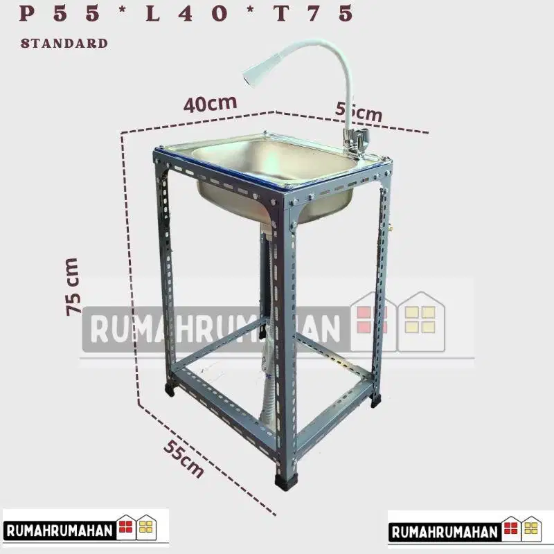 Wastafel Portable Stainless Steel 55*40*75