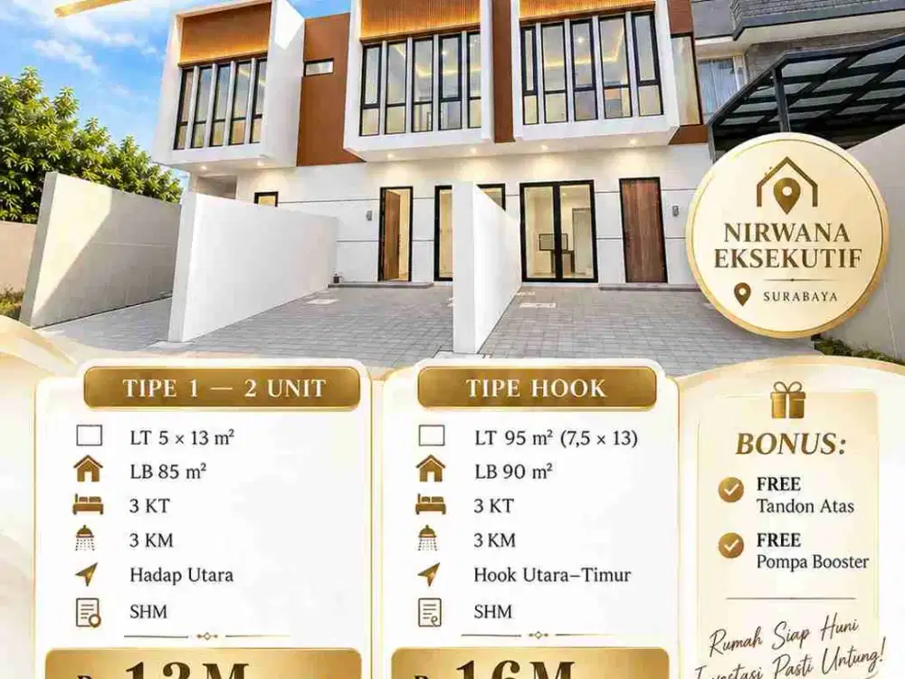 dijual rumah baru murah mewah Nirwana Eksekutif Surabaya Timur Selatan
