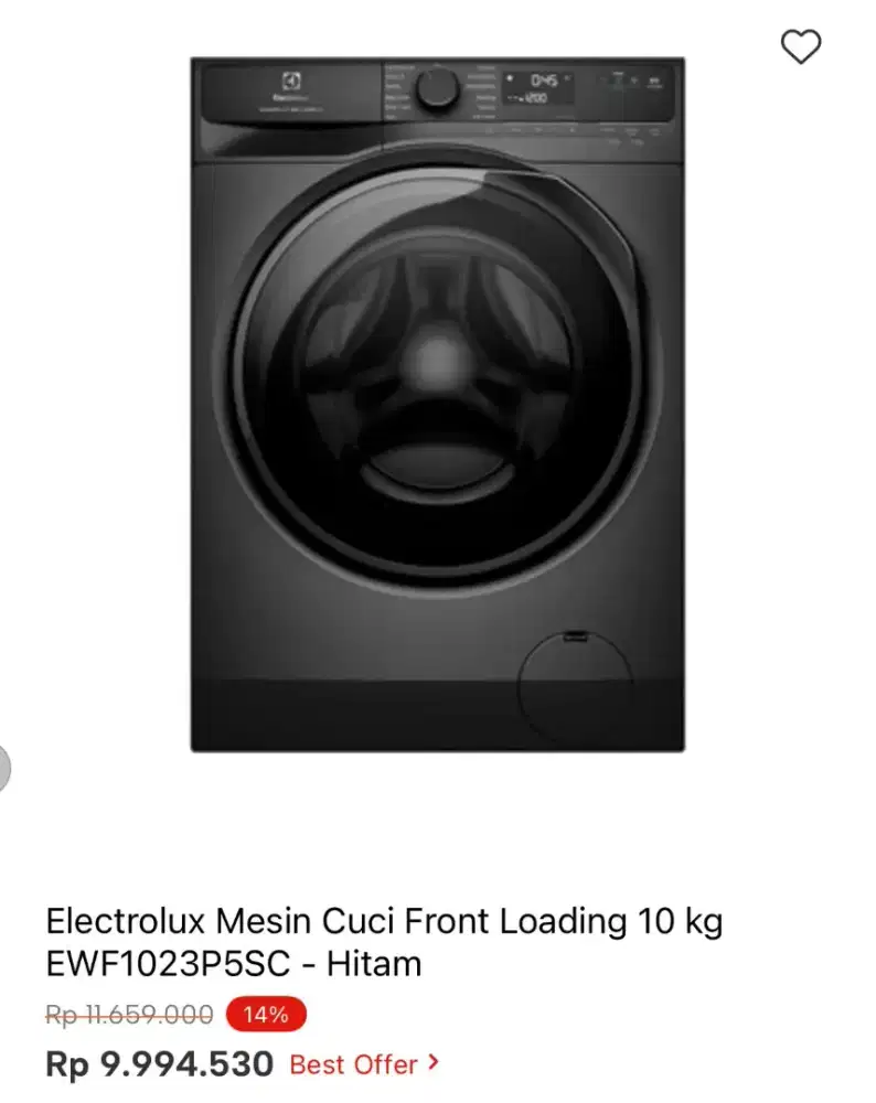 MESIN CUCI ELECTROLUX FRONT LOADING 10KG EWF1023P5SC