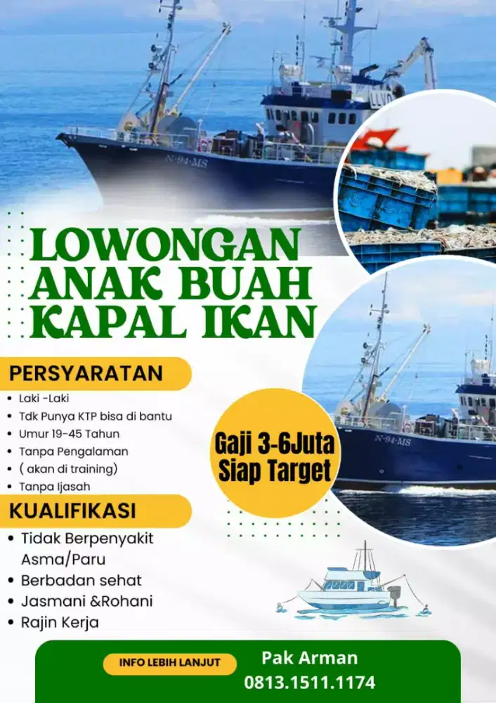 Lowong kerja abk kapal NON Ijazah