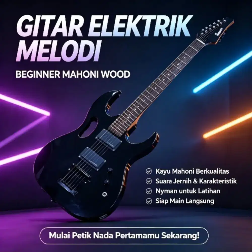 Gitar Elektrik Listrik Melodi Beginner Mahoni Wood