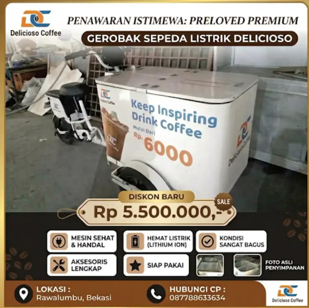 DIJUAL - GEROBAK SEPEDA LISTRIK SECOND LENGKAP - SIAP JUALAN